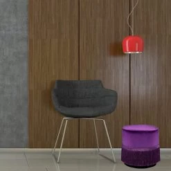 Purple Velvet Ottoman with Fringe Base by Wateday -Wateday Sales Store purple wateday ottomans yj yuki9595850 31 1000