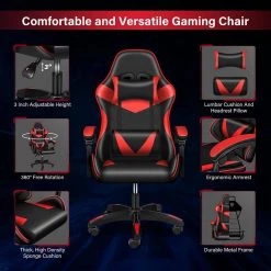 Red Leather Recliner Gaming Office Chairs with Arms and Lumbar without Footrest by Wateday 9 Red Leather Recliner Gaming Office Chairs with Arms and Lumbar without Footrest by Wateday -Wateday Sales Store red wateday gaming chairs yj yuki9596746 4f 1000