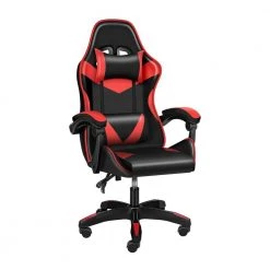 Red Leather Recliner Gaming Office Chairs with Arms and Lumbar without Footrest by Wateday