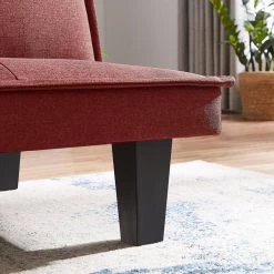 32.28" W Modern Red Fabric Futon Sofa Bed by Wateday -Wateday Sales Store red wateday sofa beds yj w58833716 1f 1000