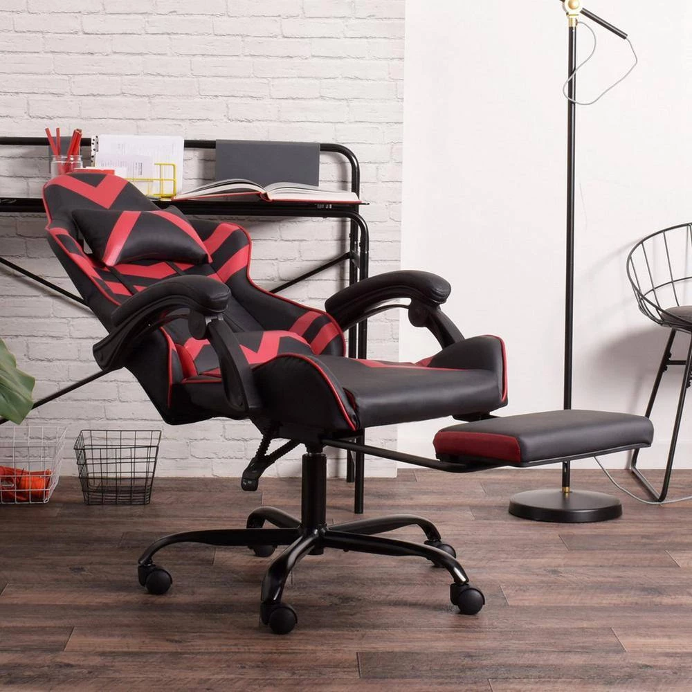 Red Leather Gaming Chair with Headrest, Lumbar Support and Footrest by Wateday 8 Red Leather Gaming Chair with Headrest, Lumbar Support and Footrest by Wateday - Image 8