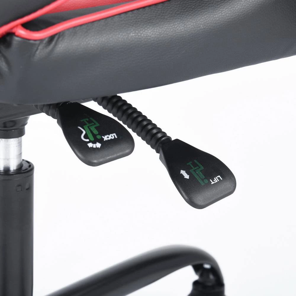 Red Leather Gaming Chair with Headrest, Lumbar Support and Footrest by Wateday 5 Red Leather Gaming Chair with Headrest, Lumbar Support and Footrest by Wateday - Image 5