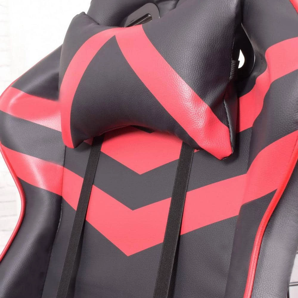 Red Leather Gaming Chair with Headrest, Lumbar Support and Footrest by Wateday 4 Red Leather Gaming Chair with Headrest, Lumbar Support and Footrest by Wateday - Image 4