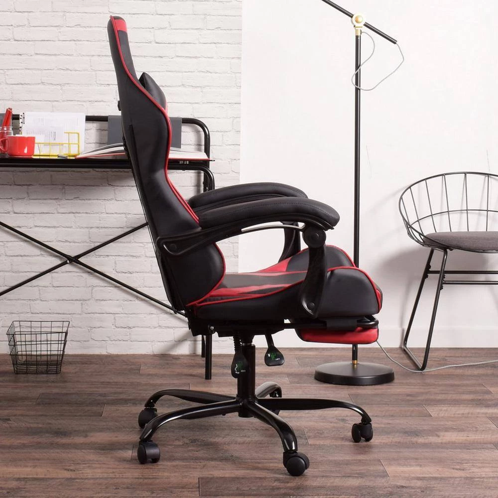 Red Leather Gaming Chair with Headrest, Lumbar Support and Footrest by Wateday 2 Red Leather Gaming Chair with Headrest, Lumbar Support and Footrest by Wateday - Image 2