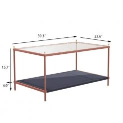 39.4 in. Rose Gold Rectangle Glass Coffee Table with Pet Mat by Wateday -Wateday Sales Store rose gold wateday coffee tables yj yuki9595699 1f 1000