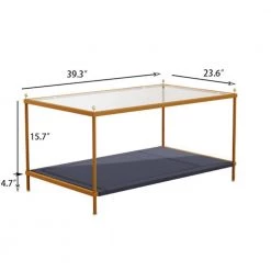 39.4 in. Rose Gold Rectangle Glass Coffee Table with Pet Mat by Wateday -Wateday Sales Store rose gold wateday coffee tables yj yuki9595699 44 1000