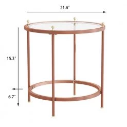 21.6 in. Rose Gold Round Glass Coffee Table with Iron Frame by Wateday 8 21.6 in. Rose Gold Round Glass Coffee Table with Iron Frame by Wateday -Wateday Sales Store rose gold wateday coffee tables yj yuki9595702 4f 1000