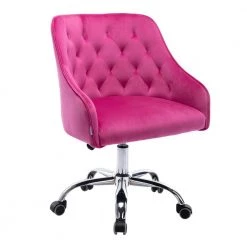 Rose Red Velvet Office Chairs with Sloped Arms by Wateday