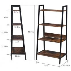 45.7 in. Rustic Brown Wood 4-Shelf Ladder Bookcase by Wateday -Wateday Sales Store rustic brown wateday bookcases bookshelves yj yuki9596104 1f 1000