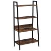 45.7 in. Rustic Brown Wood 4-Shelf Ladder Bookcase by Wateday