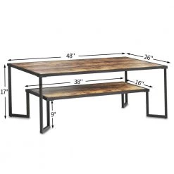 50 .59" Brown Rectangle Wood Coffee Table with 2-Tier Storage Shelf by Wateday -Wateday Sales Store rustic brown wateday nesting tables yj yuki9595685 1f 1000