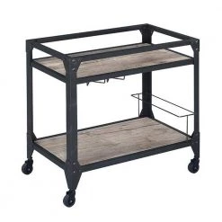 Rustic Oak Serving Cart with Wheels by Wateday