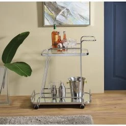 Silver Serving Cart with Towel Rack and 2-Tier Shelf by Wateday -Wateday Sales Store silver wateday bar carts yj yuki9595828 31 1000