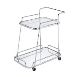 Silver Serving Cart with Towel Rack and 2-Tier Shelf by Wateday