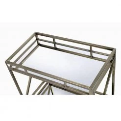 Silver Serving Cart with 2-Tier Shelves by Wateday -Wateday Sales Store silver wateday bar carts yj yuki9595832 1f 1000