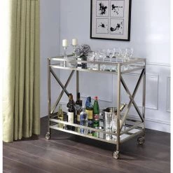 Silver Serving Cart with 2-Tier Shelves by Wateday -Wateday Sales Store silver wateday bar carts yj yuki9595832 31 1000