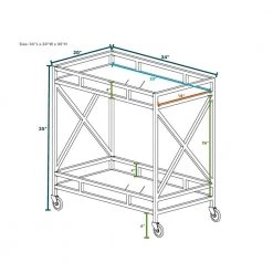 Silver Serving Cart with 2-Tier Shelves by Wateday -Wateday Sales Store silver wateday bar carts yj yuki9595832 44 1000