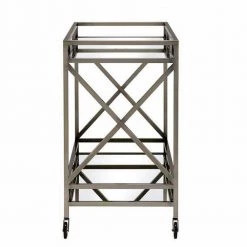 Silver Serving Cart with 2-Tier Shelves by Wateday -Wateday Sales Store silver wateday bar carts yj yuki9595832 4f 1000