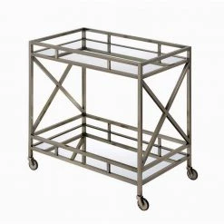 Silver Serving Cart with 2-Tier Shelves by Wateday