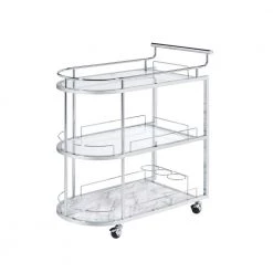Silver Serving Cart with 3-Tiers by Wateday