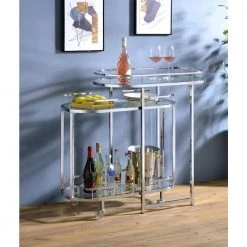 Silver Serving Cart with Bar Table by Wateday -Wateday Sales Store silver wateday bar carts yj yuki9595839 31 1000