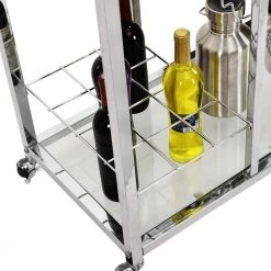 Silver Serving Cart with Towel Rack and Wine Storage by Wateday 10 Silver Serving Cart with Towel Rack and Wine Storage by Wateday -Wateday Sales Store silver wateday bar carts yj yuki9595841 1f 1000