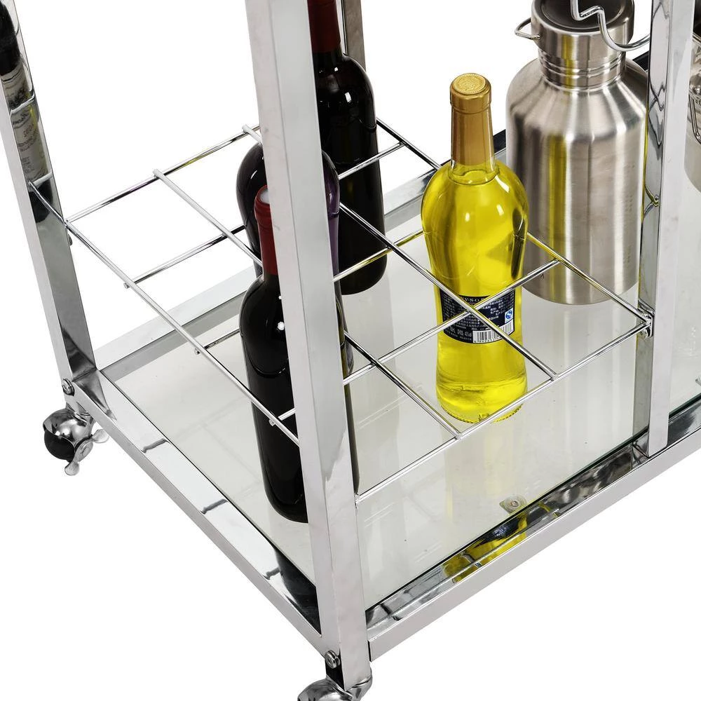 Silver Serving Cart with Towel Rack and Wine Storage by Wateday 4 Silver Serving Cart with Towel Rack and Wine Storage by Wateday - Image 4