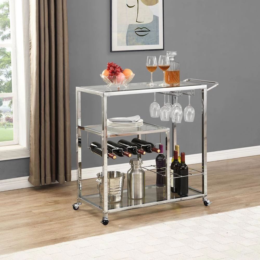 Silver Serving Cart with Towel Rack and Wine Storage by Wateday 7 Silver Serving Cart with Towel Rack and Wine Storage by Wateday - Image 7