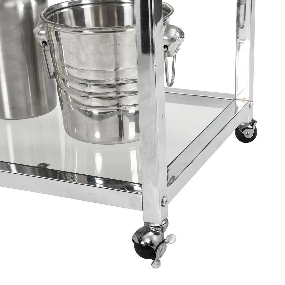 Silver Serving Cart with Towel Rack and Wine Storage by Wateday 5 Silver Serving Cart with Towel Rack and Wine Storage by Wateday - Image 5