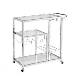 Silver Serving Cart with Towel Rack and Wine Storage by Wateday