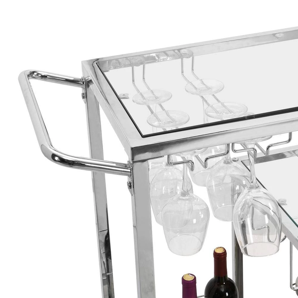 Silver Serving Cart with Towel Rack and Wine Storage by Wateday 2 Silver Serving Cart with Towel Rack and Wine Storage by Wateday - Image 2