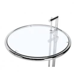 26.8 in. Silver Round Glass Coffee Table with Adjustable Height by Wateday -Wateday Sales Store silver wateday coffee tables yj yuki9595704 4f 1000