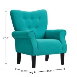Teal Wing Back Upholstered Side Chair with Roll Arm by Wateday -Wateday Sales Store teal wateday accent chairs yj pp199771aat 40 1000