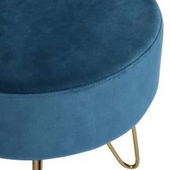 Teal Velvet Round Ottoman with Metal Legs by Wateday -Wateday Sales Store teal wateday ottomans yj yuki9595863 4f 1000