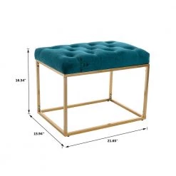 Teal Tufted Ottoman with Metal Base by Wateday -Wateday Sales Store teal wateday ottomans yj yuki9596273 44 1000