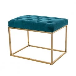 Teal Tufted Ottoman with Metal Base by Wateday