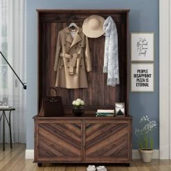 65 in. H Tiger Hall Tree with 4-Hooks Storage Bench 3-in-1 Design by Wateday -Wateday Sales Store tiger wateday hall trees yj yuki9596661 31 1000