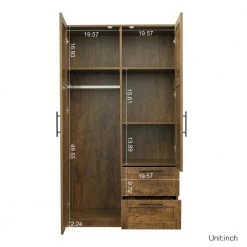 Walnut Armoire with 2-Drawers 70.87 in. H x 19.49 in. W x 39.37 in. D by Wateday 13 Walnut Armoire with 2-Drawers 70.87 in. H x 19.49 in. W x 39.37 in. D by Wateday -Wateday Sales Store walnut wateday armoires wardrobes yj yuki9596378 44 1000