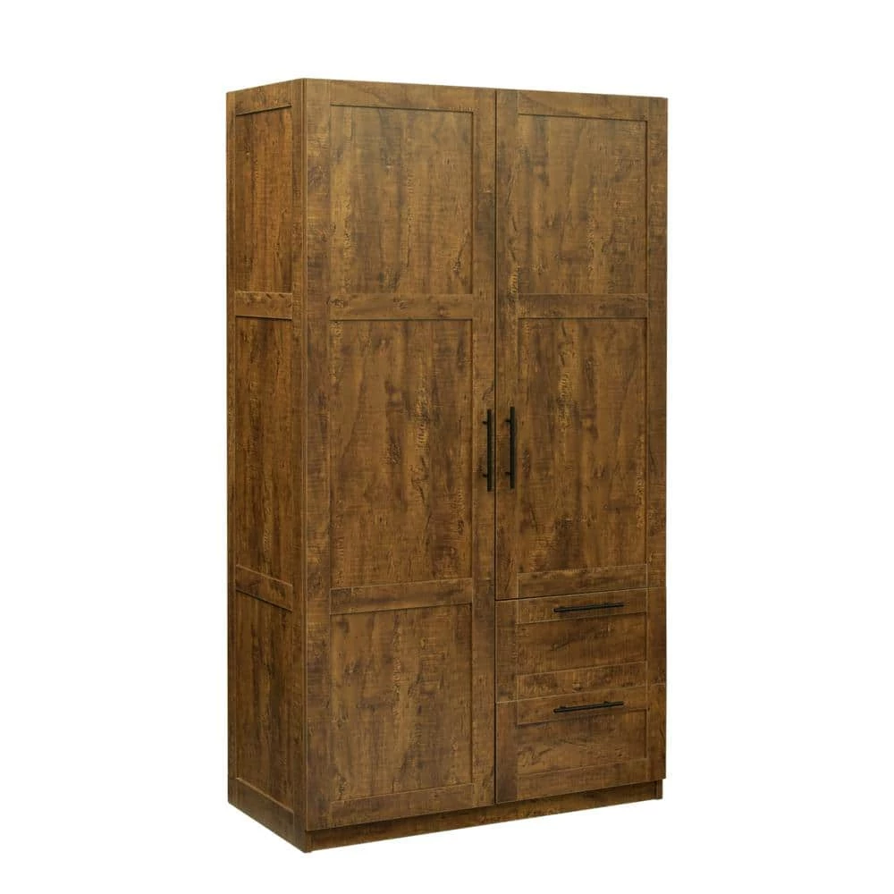 Walnut Armoire with 2-Drawers 70.87 in. H x 19.49 in. W x 39.37 in. D by Wateday 1 Walnut Armoire with 2-Drawers 70.87 in. H x 19.49 in. W x 39.37 in. D by Wateday