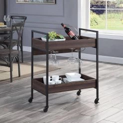Walnut Serving Cart with Wheels by Wateday -Wateday Sales Store walnut wateday bar carts yj yuki9595815 31 1000
