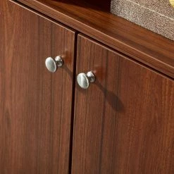 67.32 in. H Walnut Wood 3-Shelf Bookcase with 2 Doors by Wateday -Wateday Sales Store walnut wateday bookcases bookshelves yj yuki9595497 1f 1000