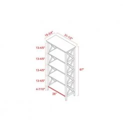 67 in. H Walnut Wood 4-Shelf Bookcase by Wateday -Wateday Sales Store walnut wateday bookcases bookshelves yj yuki9595498 1f 1000