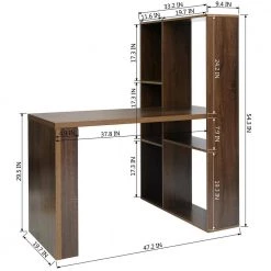 33.2 in. L-shaped Walnut Wood Computer Desk with Bookshelves by Wateday -Wateday Sales Store walnut wateday computer desks yj yuki9595784 1f 1000