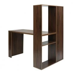 33.2 in. L-shaped Walnut Wood Computer Desk with Bookshelves by Wateday -Wateday Sales Store walnut wateday computer desks yj yuki9595784 77 1000