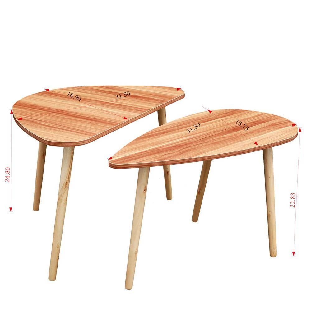 31.5" Walnut Drop Shape Particle Board Nesting Coffee Table with 2-piece by Wateday 6 31.5" Walnut Drop Shape Particle Board Nesting Coffee Table with 2-piece by Wateday - Image 6