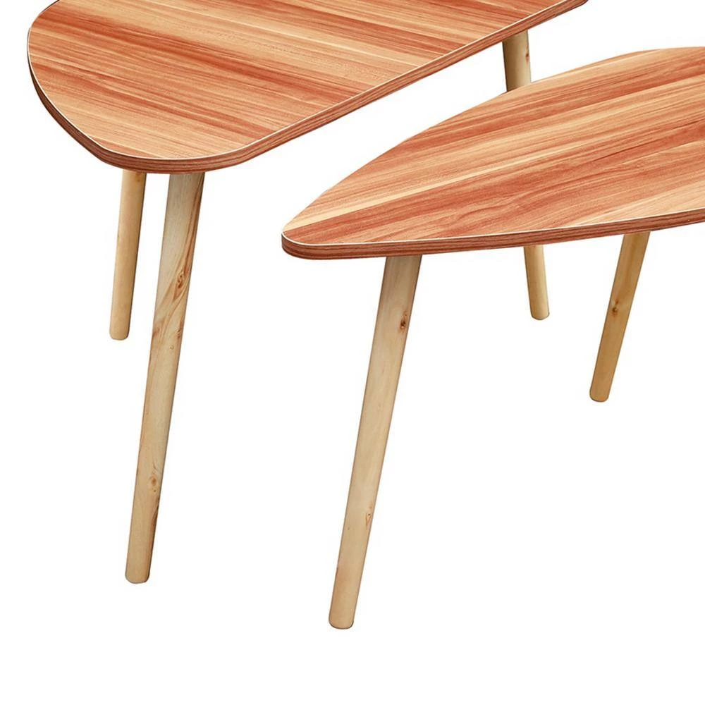 31.5" Walnut Drop Shape Particle Board Nesting Coffee Table with 2-piece by Wateday 2 31.5" Walnut Drop Shape Particle Board Nesting Coffee Table with 2-piece by Wateday - Image 2