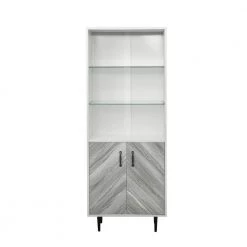 White Sideboard Storage Cabinet with 2-Doors and 3-Open Shelves by Wateday
