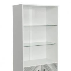 White Sideboard Storage Cabinet with 2-Doors and 3-Open Shelves by Wateday -Wateday Sales Store white wateday accent cabinets yj yuki9596019 c3 1000