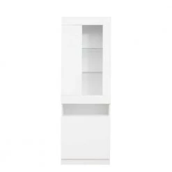 White Side Storage Cabinet with Shelves, LED Light by Wateday