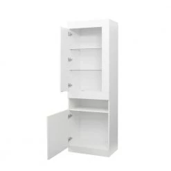 White Side Storage Cabinet with Shelves, LED Light by Wateday -Wateday Sales Store white wateday accent cabinets yj yuki9596737 77 1000